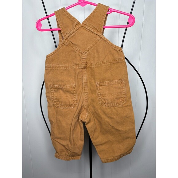 Carhartt Baby Infant Brown Tan Canvas Bib Overalls 6 Months Snap‎ Leg Unisex - Picture 5 of 8